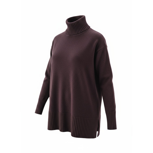 Eileen Fisher Superfine Merino Italian Wool Turtleneck Sweater Womens Plum Sz M - Picture 6 of 9